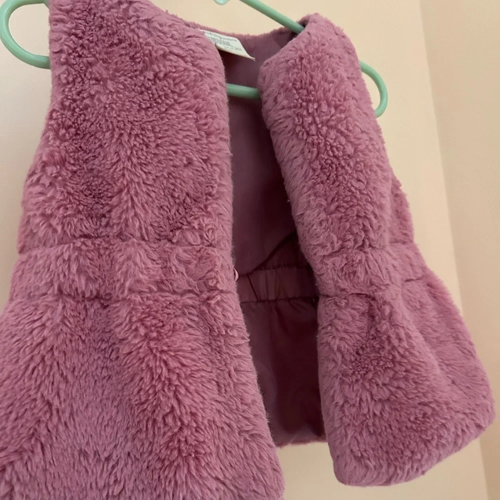 Pink Faux Fur Vest | 24M | Fuzzy Lined Toddler Girl Vest | First Impressions